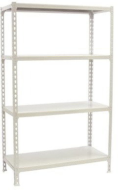 PROREGAL Schwerlastregal MID Metal Shark | HxBxT 150x110x40cm | Fachlast 200kg | Weiß | Regal Standregal Werkstattregal Lagerregal Kellerregal