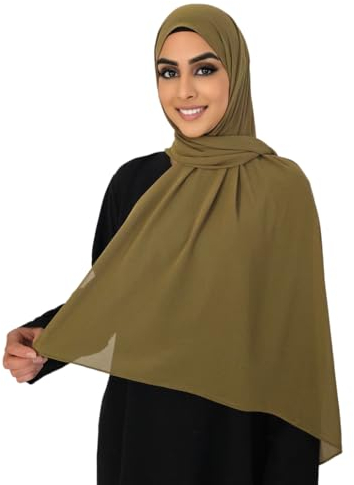 Medinah Premium Chiffon Hijab Kopftuch für Frauen - Modernes Kopftuch aus Leichtem Stoff, 180x70cm Groß, Hochwertiger Stoff (Moorbraun #21)