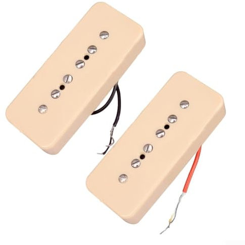 YUANGANG Lot de 2 micros professionnels pour guitare électrique P90 à simple bobinage pour guitares électriques P90 (beige)