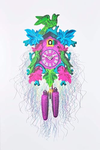 Kuckucksuhr Original Schwarzwälder Kuckuckuhr Echtholz mechanisches 8-Tage Laufwerk NEU VDs Zertifikat Romba -Echte Kuckucksuhr als Wandbild 90cm Bunt Weiß- AL37-AW