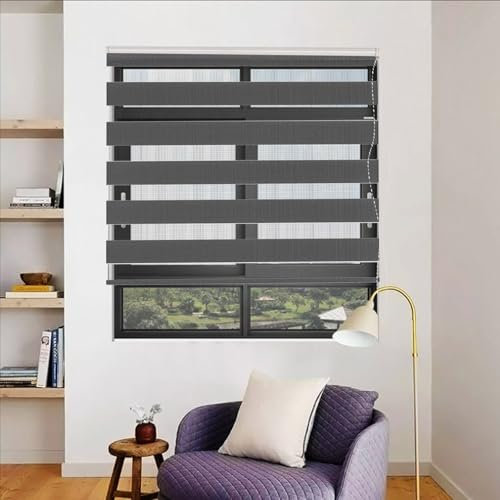 Verdunkelungsrollo Klemmfix 60 x 300 cm Hitzeschutz Energiesparend Seitenzugrollo Sichtschutz Einfache Installation für Fenster Und Tür, Dunkelgrau
