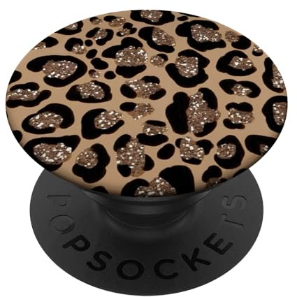 Cute Cool Design Animal Sparkly Leopard Print Pattern Girls PopSockets Adhesive PopGrip