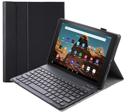 leleyo Keyboard Case for Amazon Fire HD 10 10.1 inch Slim Cover Magnetic with Removable Wireless Bluetooth Keyboard QWERTY, Black