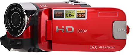 Videocamera 4K 48MP Videocamera con Rotazione di 270° Videocamera Schermo a Colori Portatile Full HD Videocamere Digitali con Zoom 16X (Rosso)