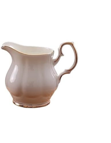 ceramic creamer jar Ceramic Creamer Pitcher 8.3 Oz Creamer Container Small Ceramic Milk Pitcher Container, White Creamer Cups with Handle for Sauces Salad Coffee Milk meat juice sauce boat(Gold)