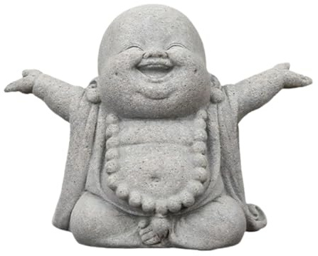 LAIXIABAO Buddha Sandstone Statues Praying Monk Sandstone Figurine Feng Shui Ornaments for Outdoor Gardens & Indoor Meditation Rooms,Bonsai Micro Landscape Decor Fish Tank Aquarium Decoration (grey)