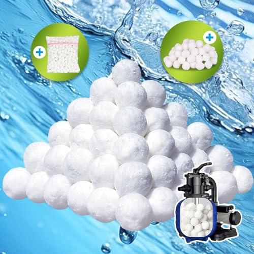 Vahlbeste 1600 G Sfere Filtranti per Piscina(Sostituiscono di 60kg di Sabbia Filtrante), Palline per Filtro Piscina con Retina per il Lavaggio/Lavabili in Lavatrice/Riutilizzabili, Adatte Pompe Filtro