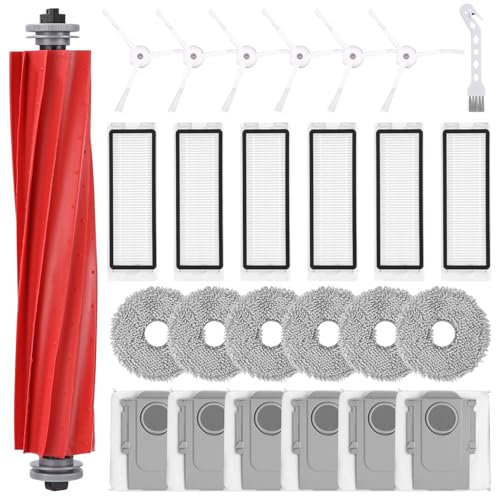 26 Kit Pièces d'rechange Compatible pour Roborock Q Revo PRO/Q Revo S/Q Revo MaxV,6 Filtres,6 Brosses latérales,6 Sacs à Poussière,6 Chiffons,1 Brosse Principale