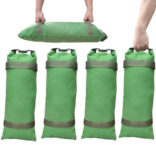 Flood Barrier Sand Bags Thickened Long Canvas Flood Protection Sandbags & Reusable with Insert Buckle Handle Sandbags for Emergency Flood Protection Fits Doors Garages Basement Counterweights (4)