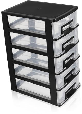 SOLUSTRE Organizador De Escritorio Transparente Con Caja De Plástico Para Almacenamiento Cosméticos Diseño Compacto Para Oficina y Dormitorio