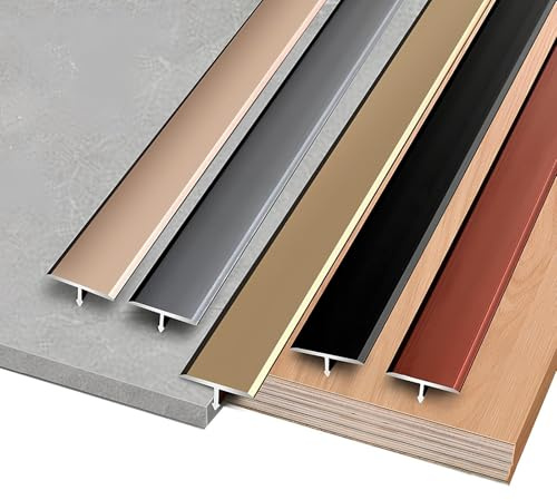 3 Pièces Bande de Transition en T Aluminium Barre de Seuil Profil de Transition de Sol pour Les Espaces Entre les Carreaux(Rose gold,8mm)