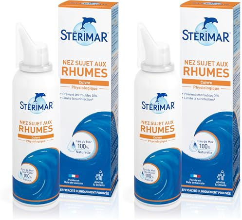 STÉRIMAR Nez Sujet aux Rhumes - Spray Nasal Prévention Rhumes et pathologies ORL, à l'Eau de Mer 100% Naturelle & Cuivre, Formule Physiologique, 100 ml