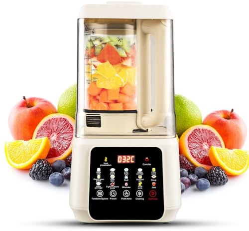 Batidora de Vaso Multifuncional 1,75L, Máquina de Leche Vegetal y de Soja, 15 Programas Fríos y Calientes, Tapa Antiruido de Vidrio, Temporizador 24h, Don Feliz