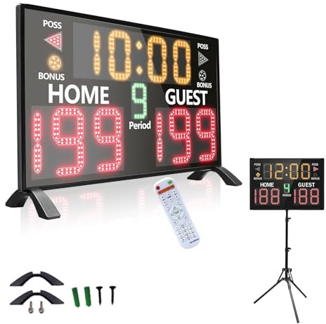Basketball Anzeigetafel LED Digital Score Keeper mit Fernbedienung Timer Uhr Buzzer Funktion Tisch- oder Wandmontage Installation 5 Helligkeitsstufen