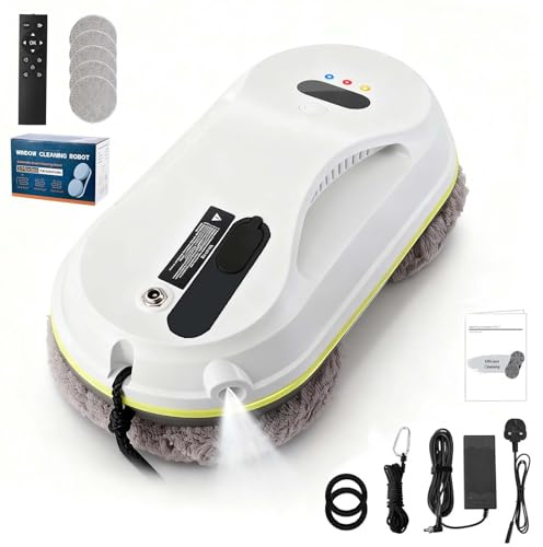 Robot Window Cleaner with Auto Water Dispensing Function 5600Pa Suction 4M Safety Rope and Remote Control Intelligent Electric Window Cleaning Robot for Glass Doors Vertical Surfaces