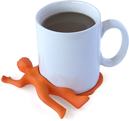 Suck UK | Funny Coaster | Splat Stan Dad Coaster or Beer Mats For Drinks | Hot Drinks Accessories | Office Desk Coaster | Funny Home Office Accessories | Novelty Gifts For Men & Office Gifts, Orange, 12.7 cm L x 12.7 cm W x 2.9 cm H