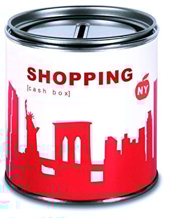 44spaces Spardose New York Shopping Geldgeschenke - Witziges Geschenk New York Skyline rot, Geschenkdose Geld Schenken Gutschein Trinkgeld Urlaubgeld Hochzeitsgeschenk