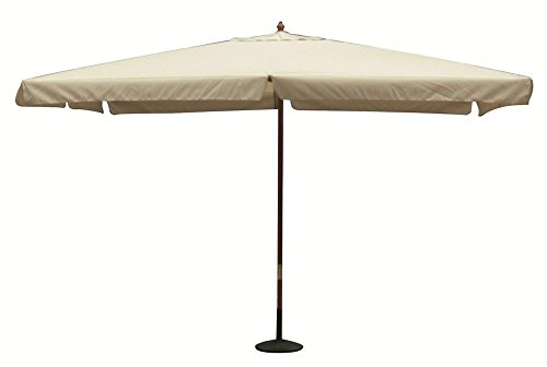 Ombrellone Da Giardino 3 X 4 Palo Centrale In Legno Telo Beige Per Esterno Ristorante Gelateria Bar Hotel Albergo