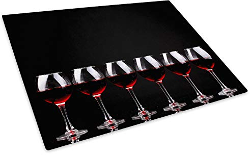 Black Red Wine Cool Glass Chopping Board Kitchen Worktop Saver Protector