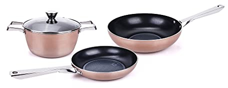 Moneta batería de 4 piezas cobre inoxidable, Protection Base, para inducción