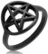 viva-adorno Edelstahl Ring Damen Ring Pentagramm schwarz beschichtet schmal Gothic RS62, Gr. 57