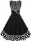 Bbonlinedress Rockabilly Kleider Damen Winterkleid Abendkleider elegant für Hochzeit Jugendweihe Kleider Vintage Kleider Cocktailkleid Black White BDot L