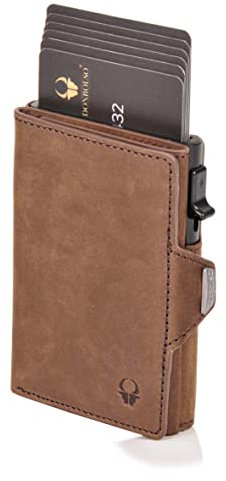 DONBOLSO Wallet Flip - Slim Wallet mit Flipcase - Leder Geldbeutel mit RFID Schutz - Schmale Geldbörse mit Platz für bis zu 10 Karten - Mini Portemonnaie für Herren und Damen - Wallet ohne Münzfach