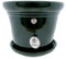 Céramique RAMBLEGNE | Grand pot | Pot original | Pot extérieur | Pot peint ramblienne - Vert Cuivre - Modèle D121 | 30 x 30 x 26 cm | Assiette incluse