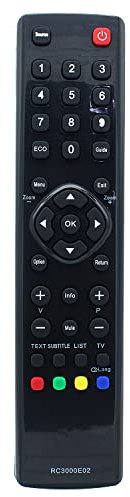 RC3000E02 Télécommande de rechange pour téléviseur TCL L55F3300F L50D2700 L32D2700 L40D2700 L24D2700 L48D2700 F22B3903 H24E4404R L32S4600 3 L32 F3393 L32F3390C L32E3004 L32E3000C L32D3300C L32E3003