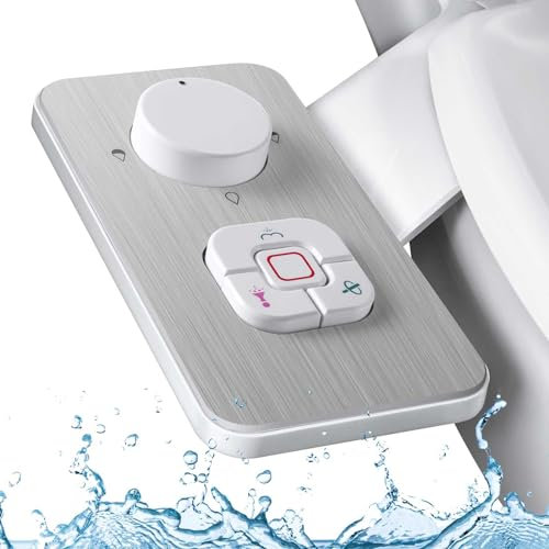 PENDEJATO WC-Bidet-Aufsatz – Kaltwasser-Bidet mit selbstreinigender Doppeldüse (vorne und hinten) – Ultradünner Bidet-WC-Sitzaufsatz mit Wasserdruckeinstellung (Gebürsteter Nickel 1)