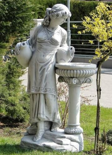 Casa Padrino Sculpture Art Nouveau gargouille Femme avec cruches et Fontaine Gris 60 x 39 x H. 140 cm - Elégante Figure de Pierre gargouille - Accessoires de Jardin Baroque & Art Nouveau