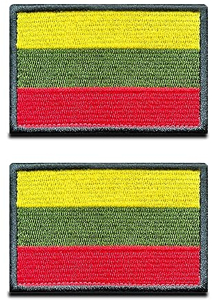 2 St. Litauisch Flagge Patch - Taktisch Litauen Nationales Emblem, Bestickter Aufnäher mit Verschluss, Militär Bänder für Rucksäcke Kleidung Taschen Uniform Weste Jersey