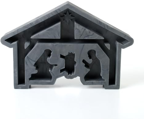 Handgefertigte 3D Silikon-Form Weihnachtskrippe Stall aus hochwertigem Silikon zum Basteln handgegossener Deko-Figuren (Krippe)