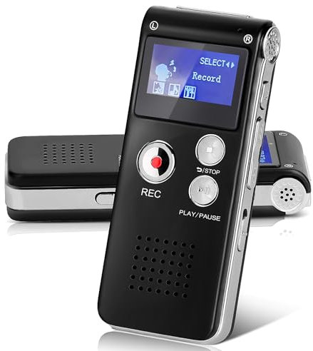 Helterfolg 8GB Dictaphone Voice Recorder, Portable Tape Recorder, USB Rechargeable Digital Recorder with Multifunctional Digital Audio & MP3 Play(Black)