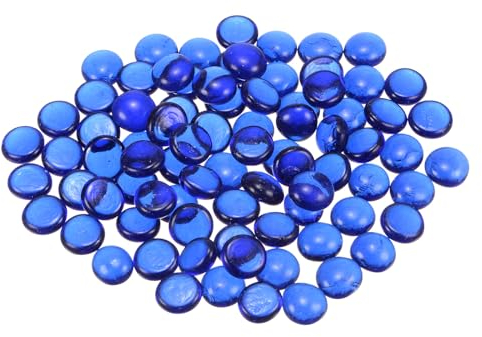 sourcing map Fire Glass Beads for Fire Pit, Flat Marble Beads, Glass Pebbles, Vase Fillers Beads for Aquarium Succulent Pot Garden Decoration 17-19mm(2/3-3/4),300g/0.66lbs Blue