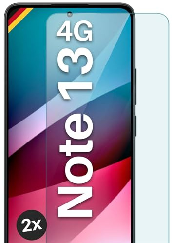 moex Schutzfolie für Redmi Note 13 (4G) Glas 9H Härte, gehärtetes Schutzglas, Panzer Schutz Glas Displayschutz Folie, kompatibel mit jeder Handy Hülle, ShockProtect 2 Stück