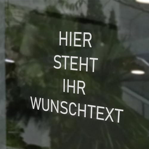 INDIGOS UG - Aufkleber selbst gestalten - Schaufensteraufkleber personalisiert - Wunschtext - 90 cm - Fensterfolie blickdicht - Firma, Einzelhandel, Büro - individuelle Beschriftung - Werbung,
