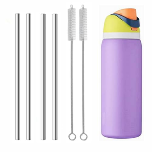 Owala Stainless Steel Straw Accessories - Metal Drinking Straw with Cleaner Brush for 24oz/32oz Bottles