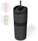 ONYX Trinkflasche mit Strohhalm - 0,7L Thermoskanne auslaufsicher, idealer Kaffeebecher to go, für heiße & kalte Getränke, Thermobecher BPA-frei, Edelstahl Isolierbecher mit Henkel, Schwarz