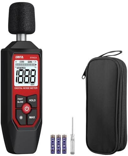 BINTA Dezibel Messgerät, Tragbarer Schallpegelmesser 30dB bis 130dB | mit LCD-Bildschirm, A Gewichtet, FAST/SLOW Reaktion für Heimwerkstätten