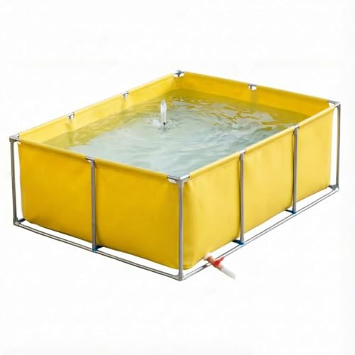 uofgcru Laghetti da Giardino Fuori Terra,Grande Acquario in PVC/Tela,Serbatoio di Acqua All'aperto Dell'acquario della Tela, Grande Piscina di acquacoltura(1×1×0.5m - Giallo)