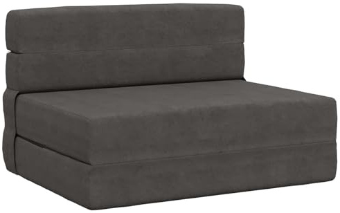 vidaXL Klappsofa Bett Dunkelgrau 100 x 80 x 60 cm Stoff, Verstellbares Sofa-Bett, rechteckige umwandelbare Couch, vielseitiges Möbelstück für Schlaf- und Wohnzimmer