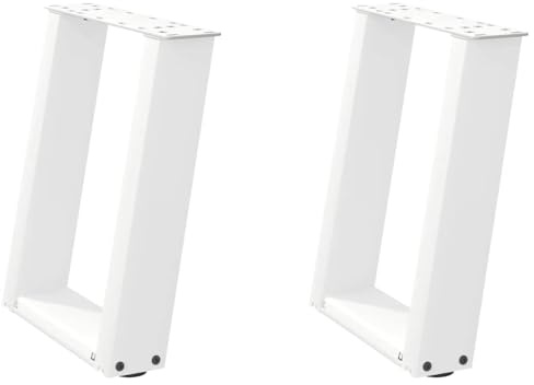 KKgypkn Stahl Tischbeine U-Form Weiß 38x42 cm, 2 Stück Couchtischbeine mit verstellbaren Nivellierfüßen, pulverbeschichtet