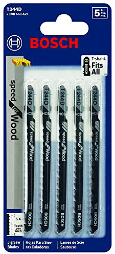 Bosch T244D3 4 6 TPI T-Shank Jig Saw Blades (5 Piece)