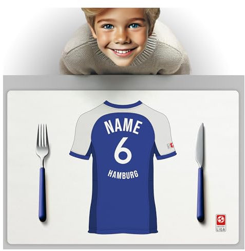 Hamburg Fanartikel Tischset - PERSONALISIERTES Geschenk, passend für Hamburg Fans, Geschenk Jungen, Fussball Männergeschenke Hamburg Trikot Geburtstag Weihnachten Platz-Set TS24DEDE