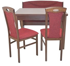 moebel direkt online Sitzgruppe 4-teilig Madrid nuss dunkel/Bordeauxrot