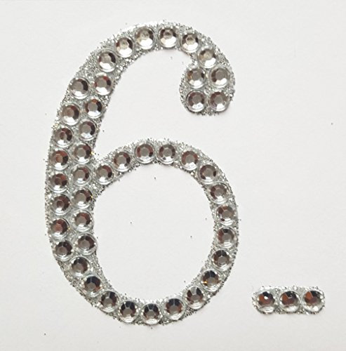 5cm Diamante Self Adhesive Glitter Number Sticker 6