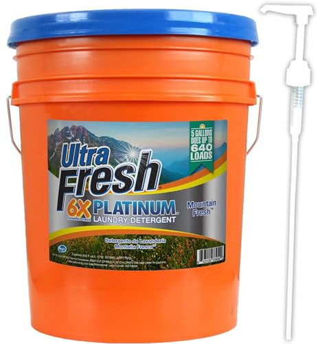 Ultra Fresh 6X Platinum Liquid Laundry Detergent, 5 Gallon, Mountain Fresh