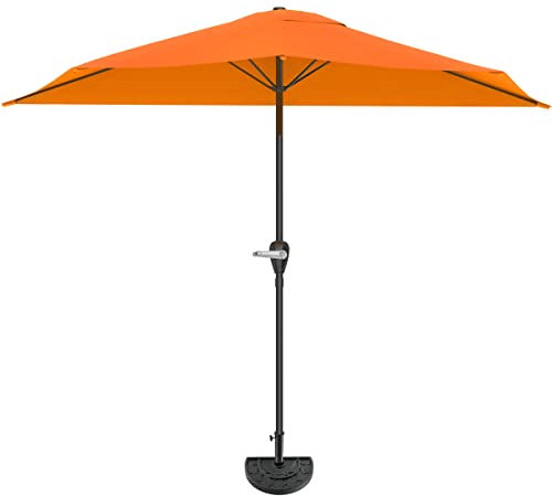 Pure Garden 50-LG1054 Parasol de patio demi-rond avec manivelle facile, 2,7 m, terre cuite