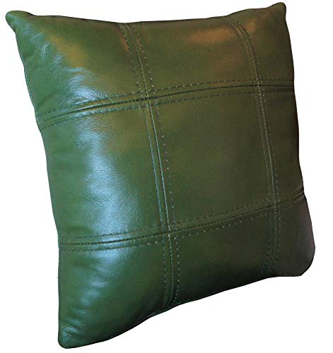 Quattro Meble Glanz Grün Echtleder Kissen Sofa & Stuhl Dekokissen Zierkissen Echtleder Rückenkissen Rindsleder Echt Leder Modell 18EL (35 x 35 cm)